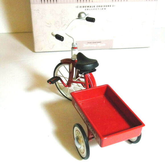 Hallmark Sidewalk Cruiser 1950 Delivery Cycle Die Cast Red Wagon Bike Kiddie Car - Picture 4 of 7